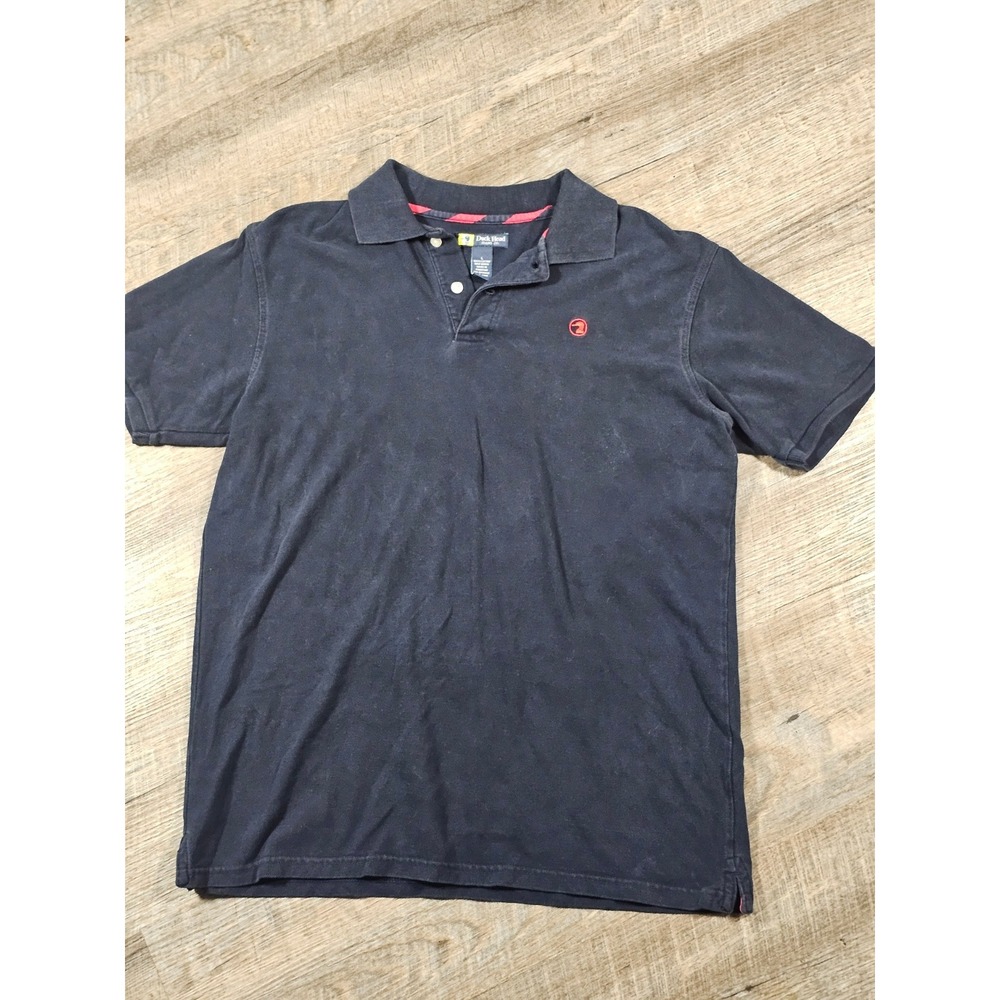 Duck Head Mens‎ Navy Blue Cotton Pique Short Sleeve Polo Shirt Large Red Logo
